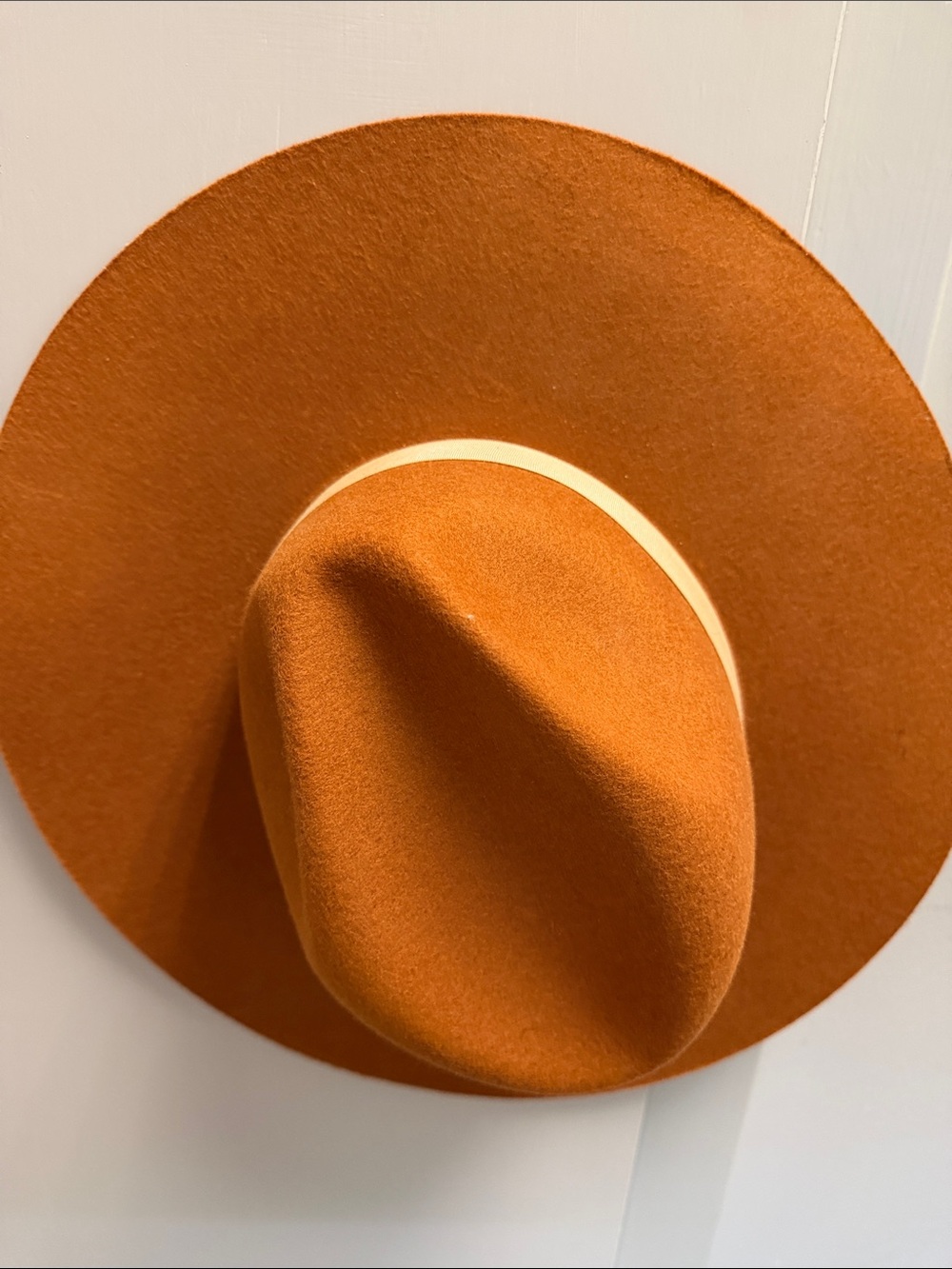 Idyllwind Wide Brim Felt Hat in Burnt Orange with Cream Band